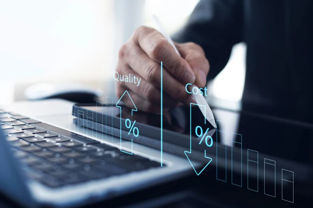 hands of a man showing the quality and cost for phase I esa