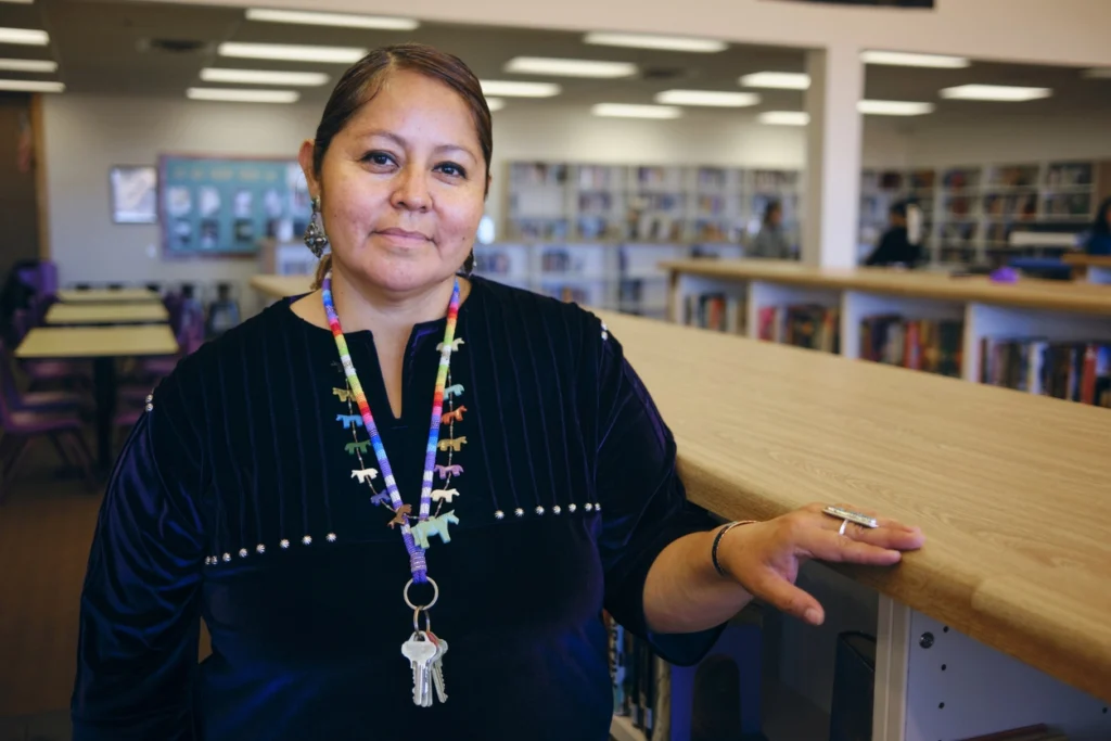 a smiling american indian woman