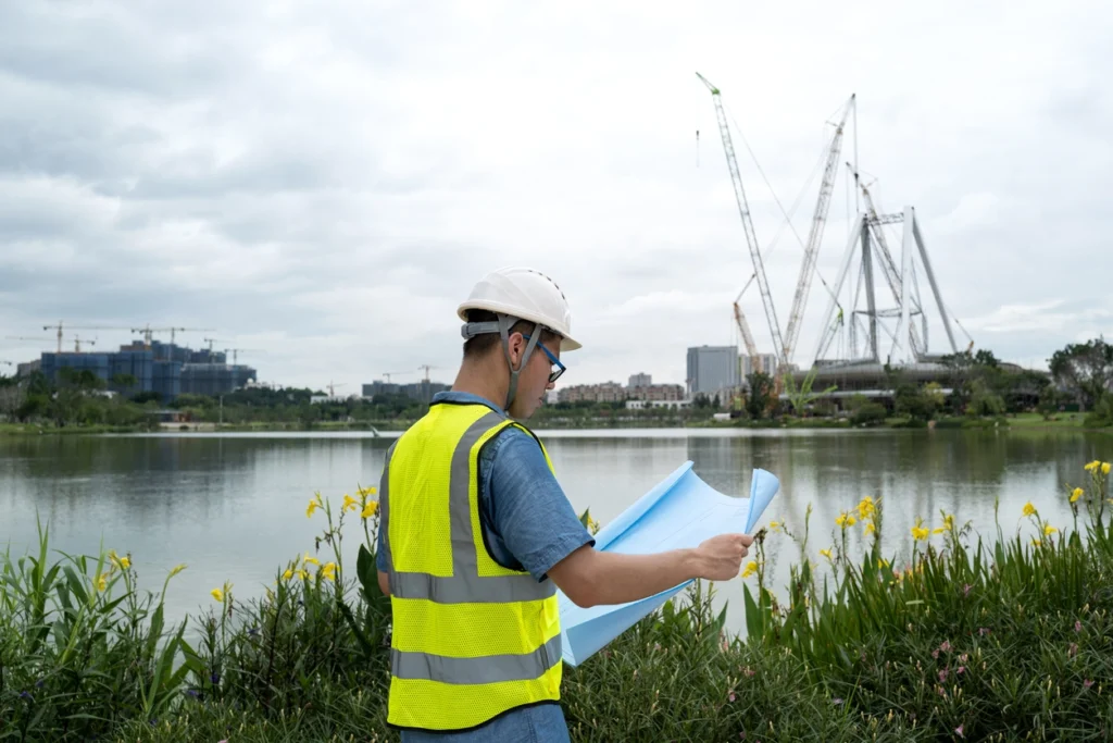 man performing environmental phase I site assessment