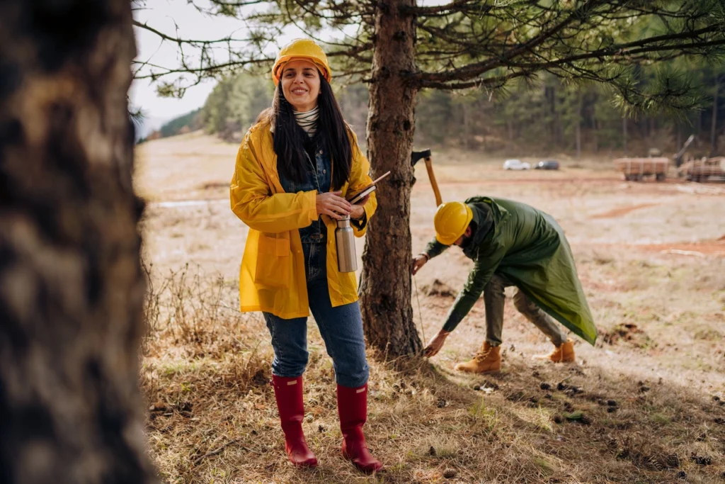 woman and man performing a terrestrial biosurvey